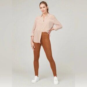SPANX Rich Caramel Brown Faux Suede Pull On Leggings Size Small